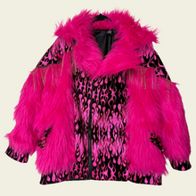 Load image into Gallery viewer, Magenta flame fur jacket
