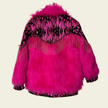 Load image into Gallery viewer, Magenta flame fur jacket

