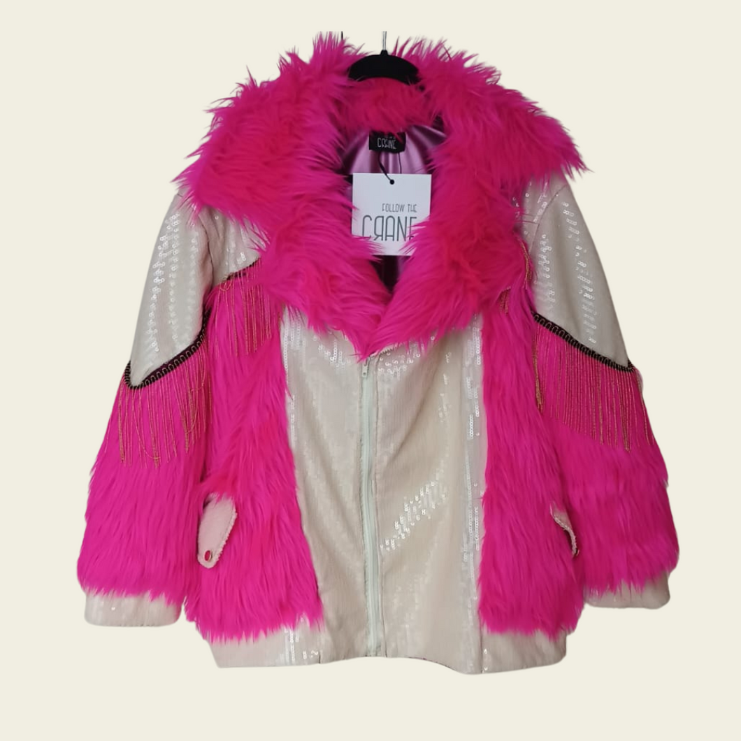 Frosted blush fur jacket