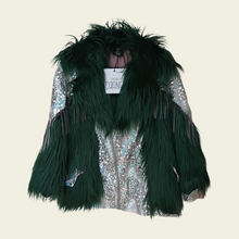 Load image into Gallery viewer, Sapphire moss mini fur jacket
