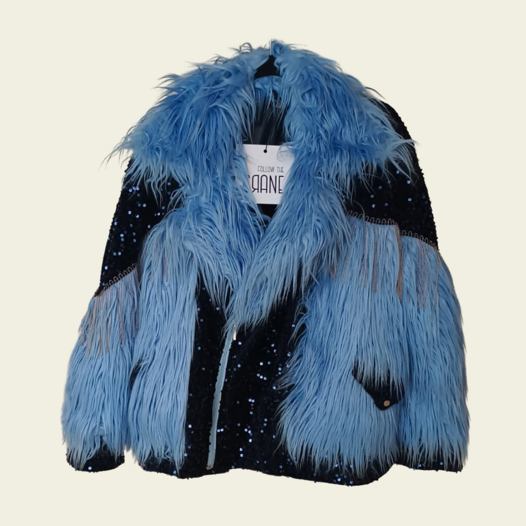 midnight arctic mini fur jacket